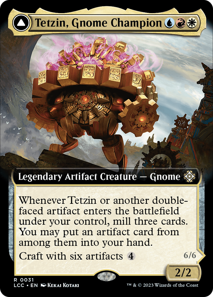 Tetzin, Gnome Champion // The Golden-Gear Colossus (Extended Art) [The Lost Caverns of Ixalan Commander] | North of Exile Games