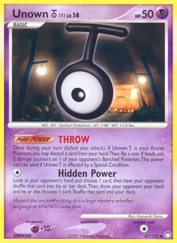Unown T (67/123) [Diamond & Pearl: Mysterious Treasures] | North of Exile Games