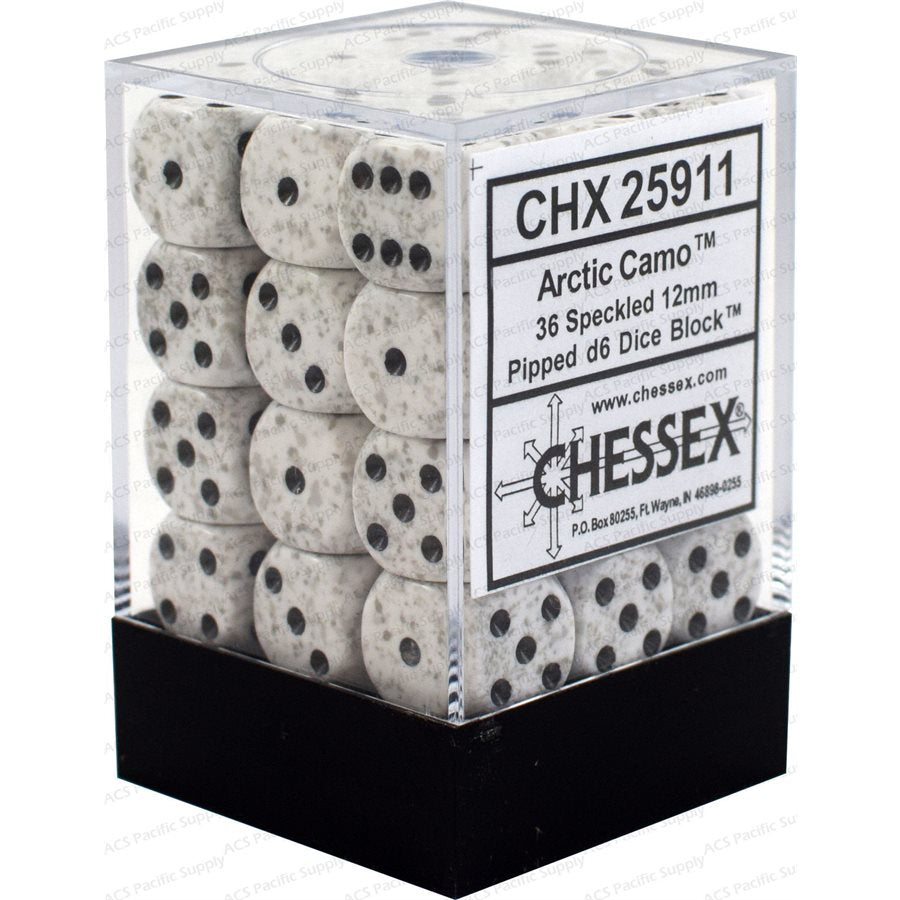 36D6 Arctic Camo Speckled 12mm D6 Dice Block - CHX25911 | North of Exile Games