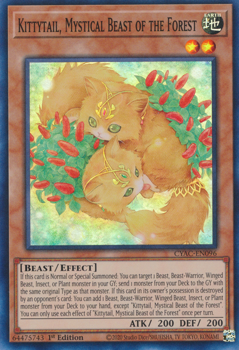 Kittytail, Mystical Beast of the Forest [CYAC-EN096] Super Rare | North of Exile Games