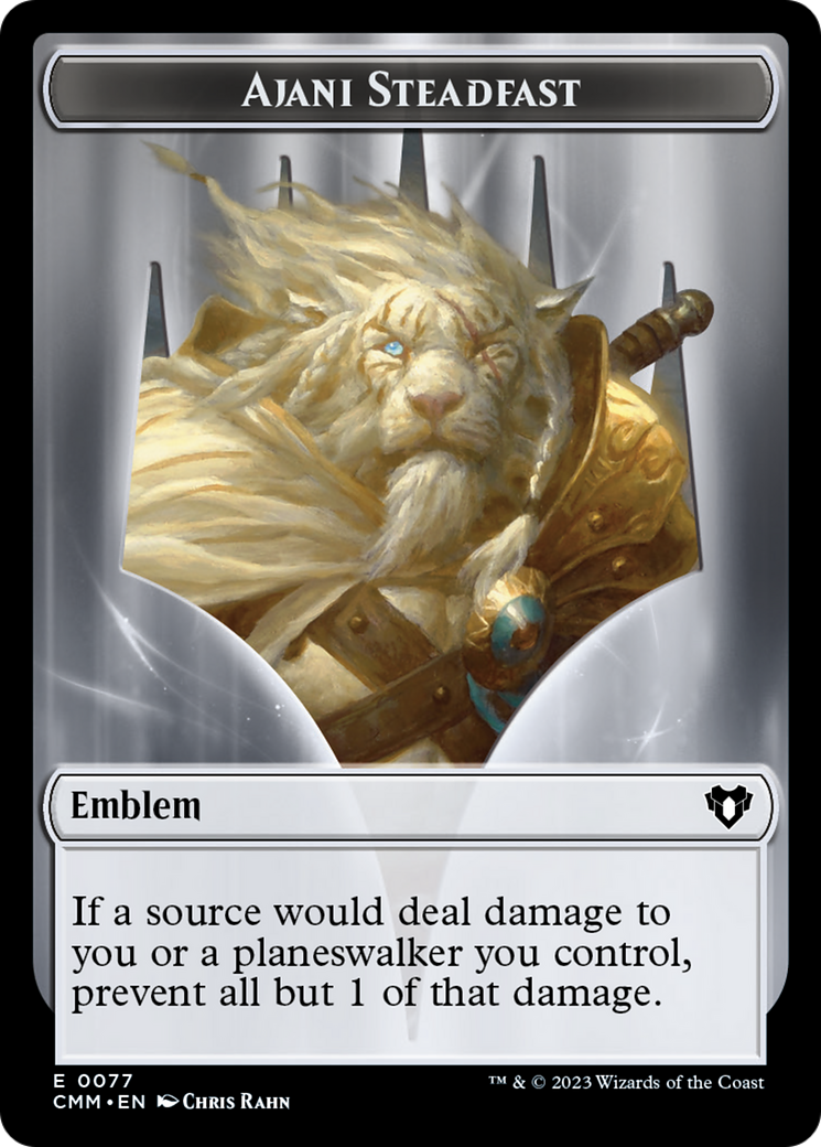 Ajani Steadfast Emblem // Wizard Double-Sided Token [Commander Masters Tokens] | North of Exile Games