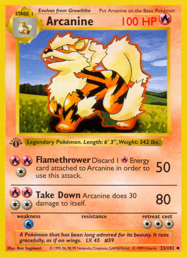Arcanine (23/102) (Shadowless) [Base Set 1st Edition] | North of Exile Games