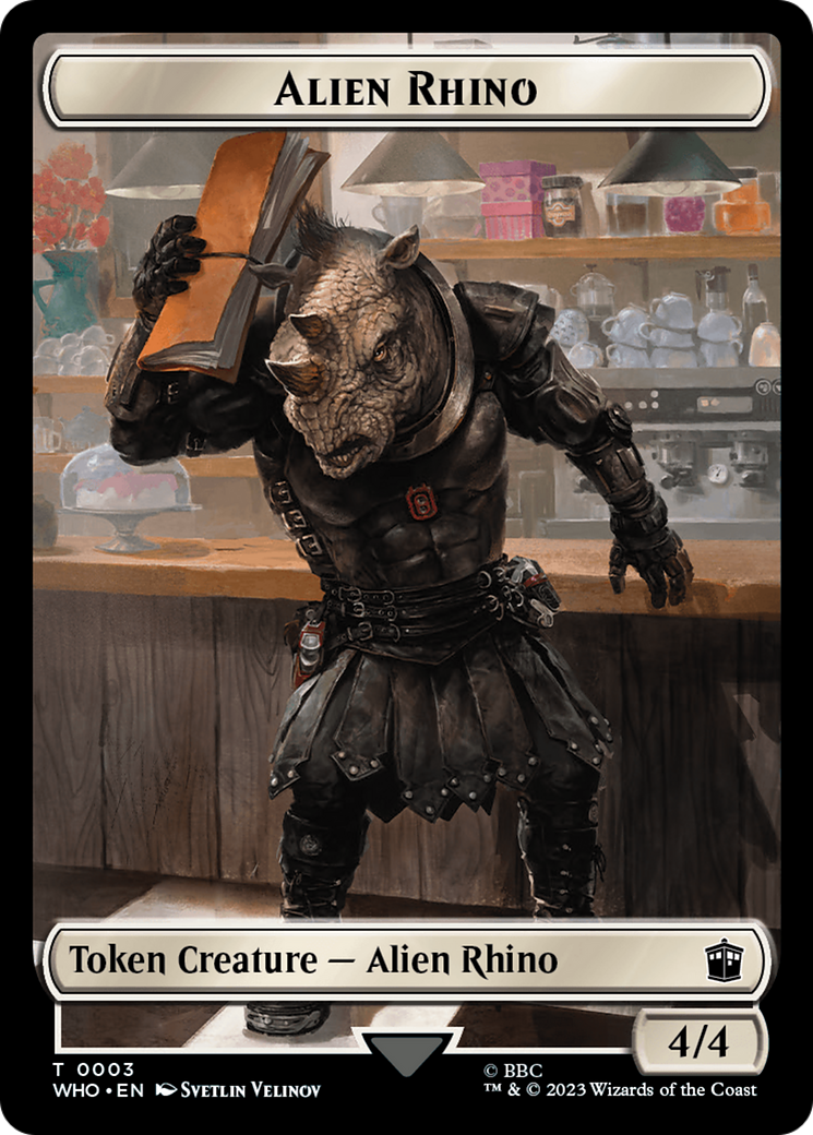 Alien Rhino // Clue (0021) Double-Sided Token [Doctor Who Tokens] | North of Exile Games
