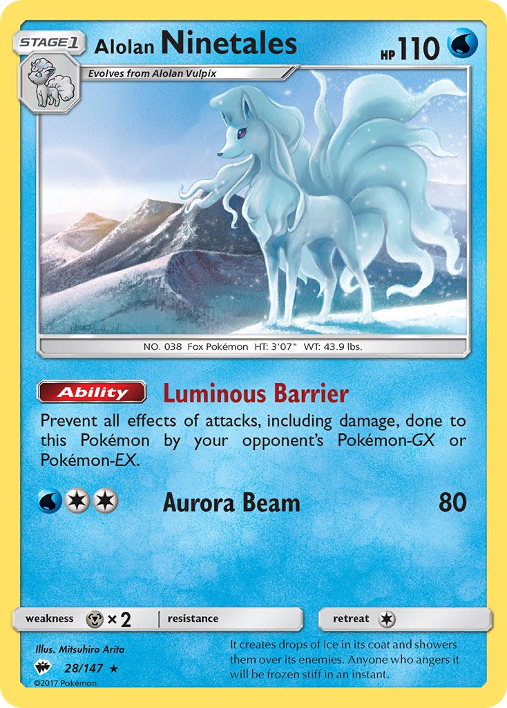 Alolan Ninetales (28/147) (Cracked Ice Holo) (Theme Deck Exclusive) [Sun & Moon: Burning Shadows] | North of Exile Games