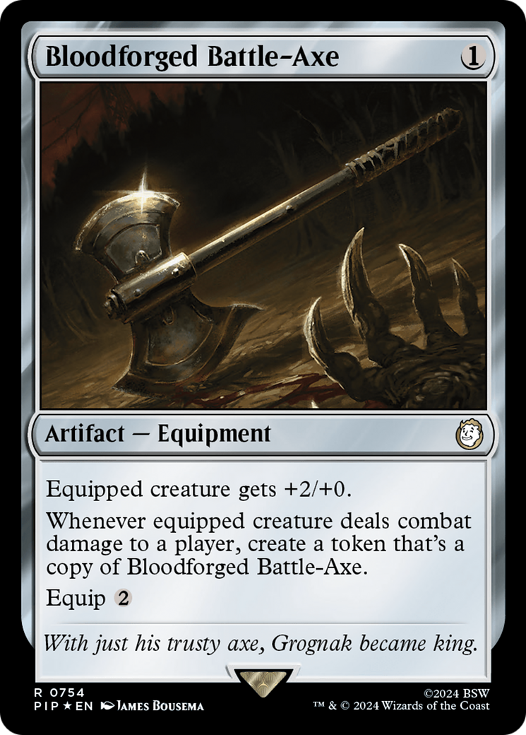 Bloodforged Battle-Axe (Surge Foil) [Fallout] | North of Exile Games