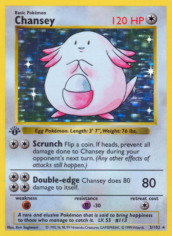 Chansey (3/102) (Shadowless) [Base Set 1st Edition] | North of Exile Games