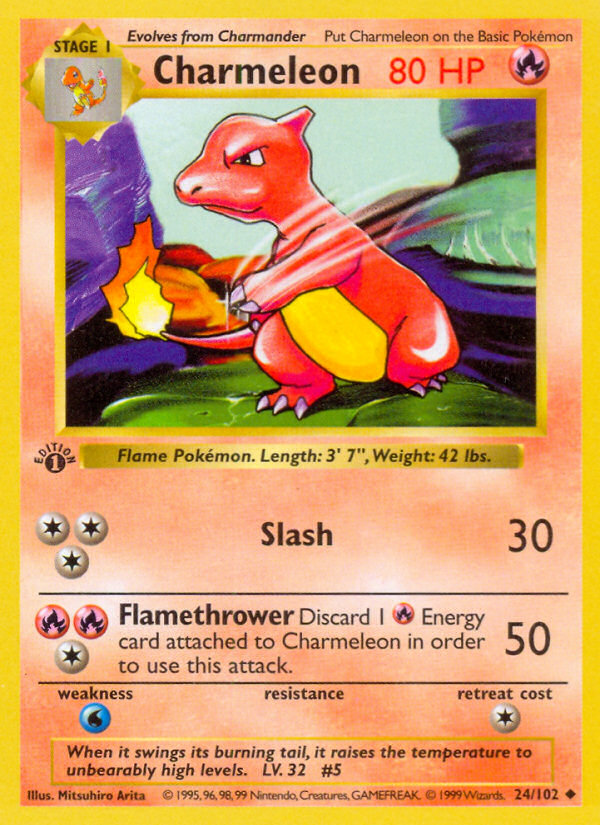 Charmeleon (24/102) (Shadowless) [Base Set 1st Edition] | North of Exile Games