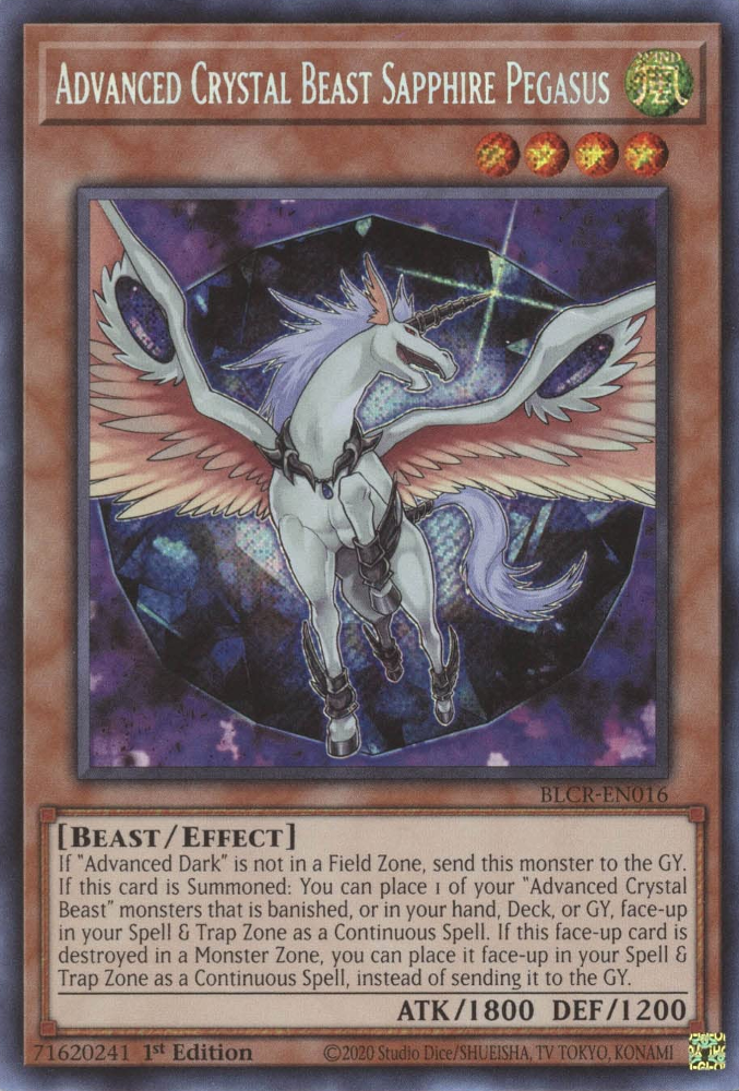 Advanced Crystal Beast Sapphire Pegasus [BLCR-EN016] Secret Rare | North of Exile Games