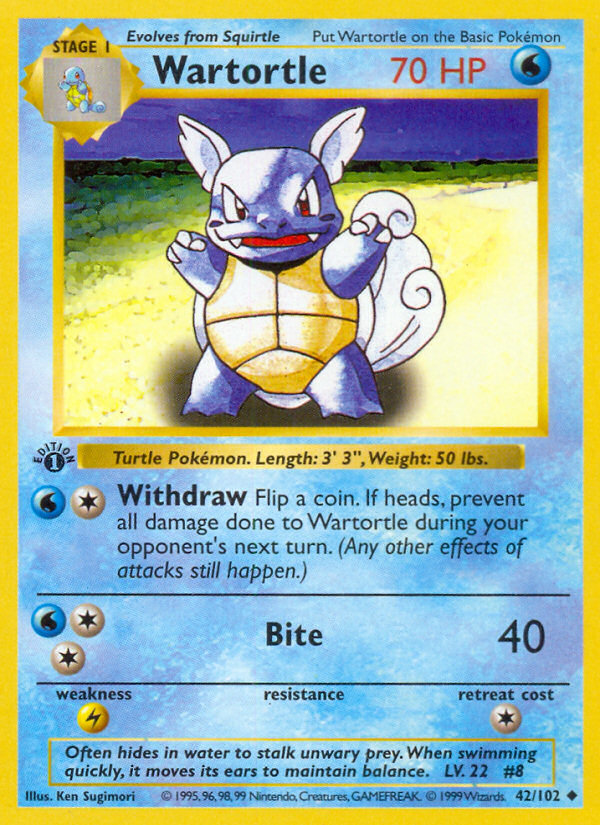 Wartortle (42/102) (Shadowless) [Base Set 1st Edition] | North of Exile Games