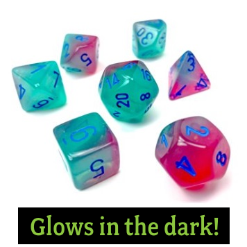 Gemini Gel Green-Pink / Blue Luminary 7 Dice Set - CHX26464 | North of Exile Games
