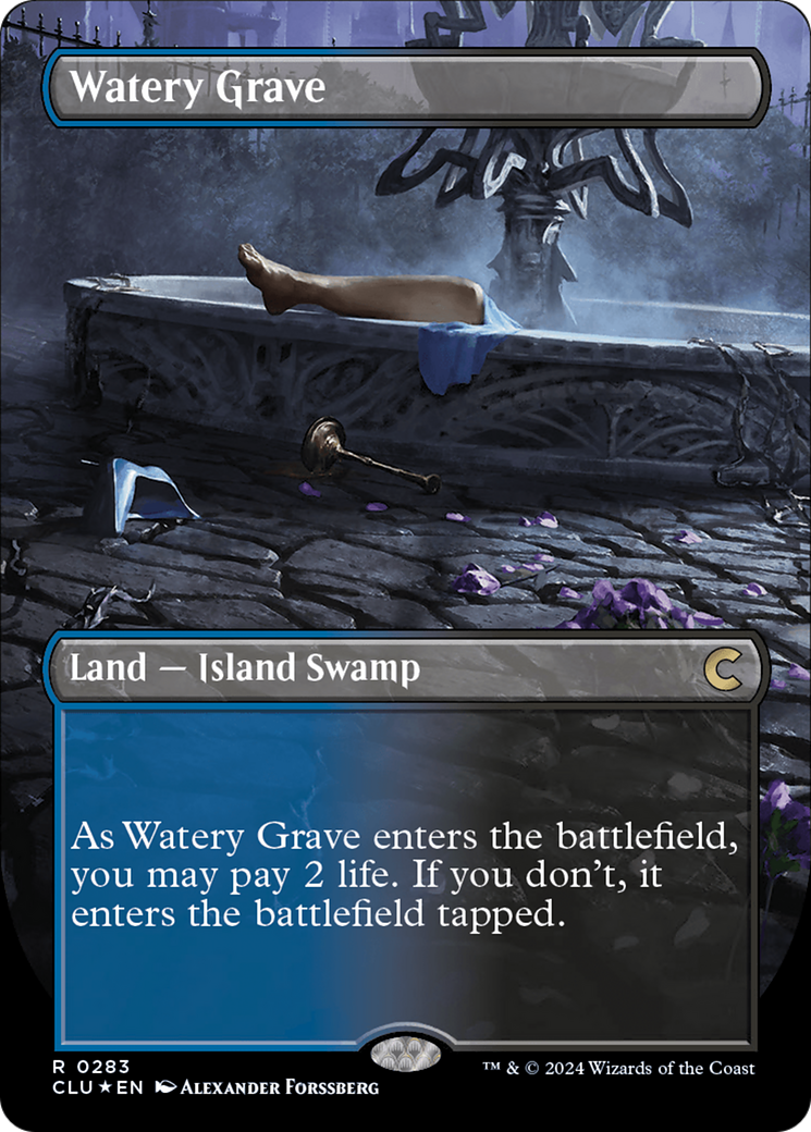 Watery Grave (Borderless) [Ravnica: Clue Edition] | North of Exile Games
