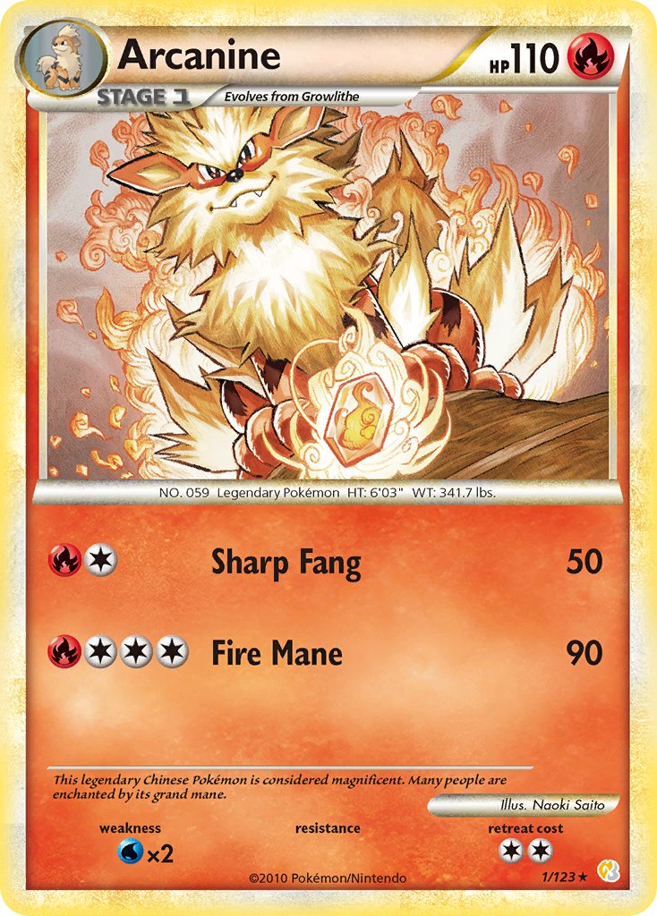 Arcanine (1/123) (Theme Deck Exclusive) [HeartGold & SoulSilver: Base Set] | North of Exile Games