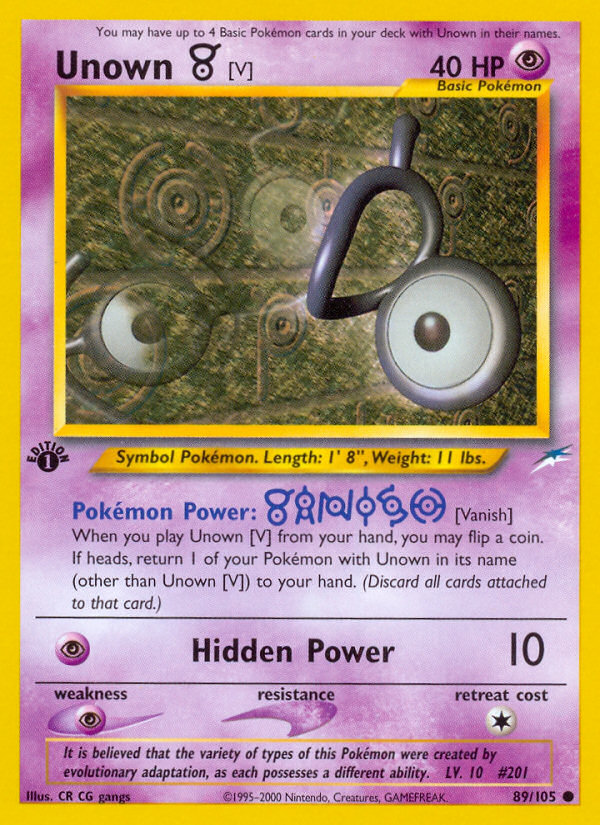 Unown [V] (89/105) [Neo Destiny 1st Edition] | North of Exile Games