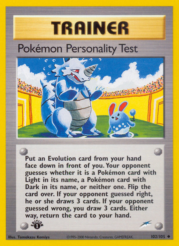 Pokemon Personality Test (102/105) [Neo Destiny 1st Edition] | North of Exile Games