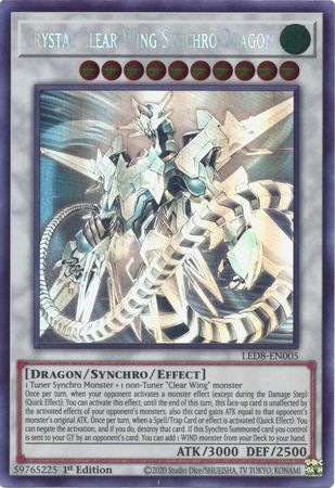 Crystal Clear Wing Synchro Dragon [LED8-EN005] Ghost Rare | North of Exile Games
