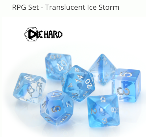 Translucent Ice Storm dice set | North of Exile Games