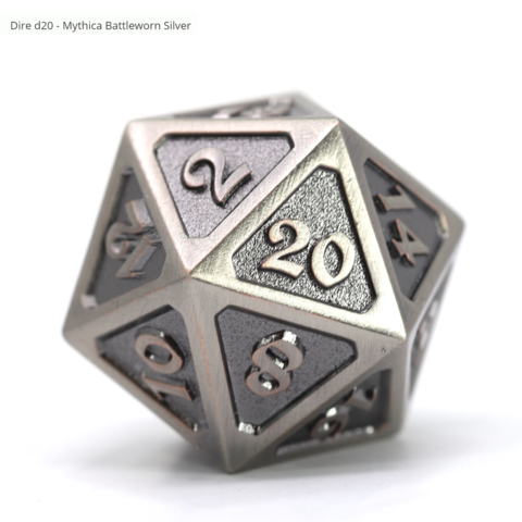 Dire D20 - Mythica Battleworn Silver | North of Exile Games