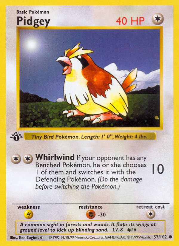 Pidgey (57/102) (Shadowless) [Base Set 1st Edition] | North of Exile Games