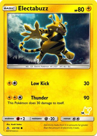 Electabuzz (43/156) (Pikachu Stamp #58) [Battle Academy 2020] | North of Exile Games