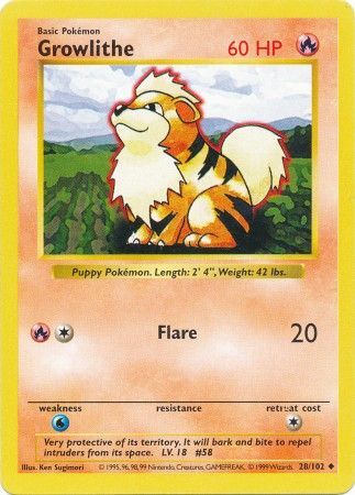Growlithe (28/102) [Base Set Shadowless Unlimited] | North of Exile Games