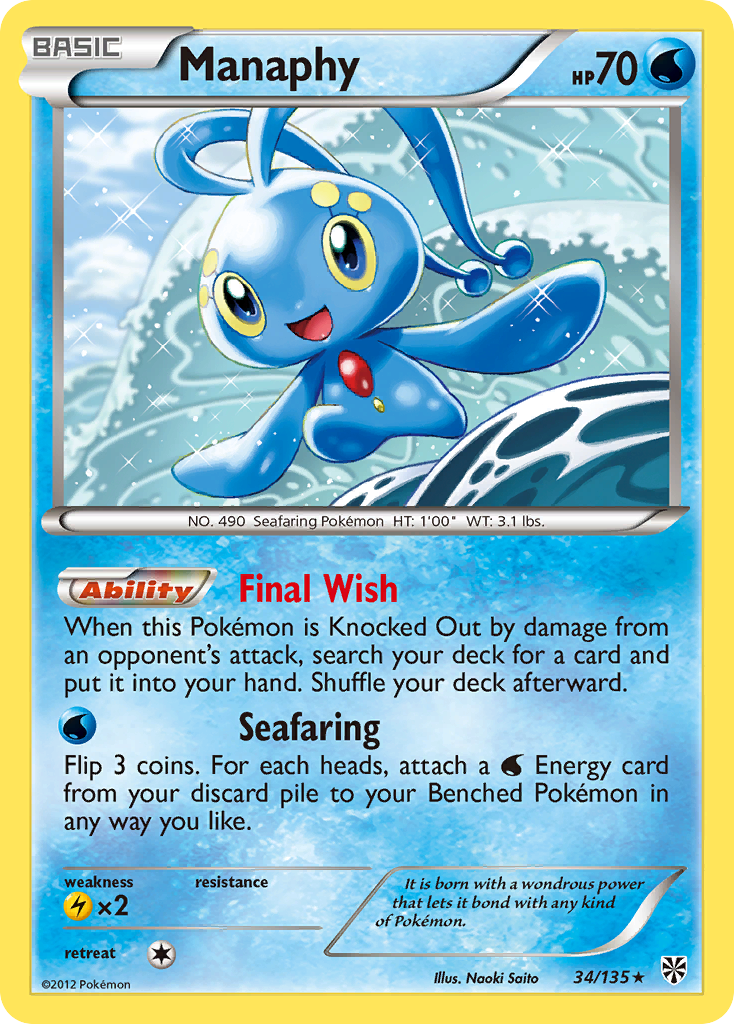 Manaphy (34/135) [Black & White: Plasma Storm] | North of Exile Games