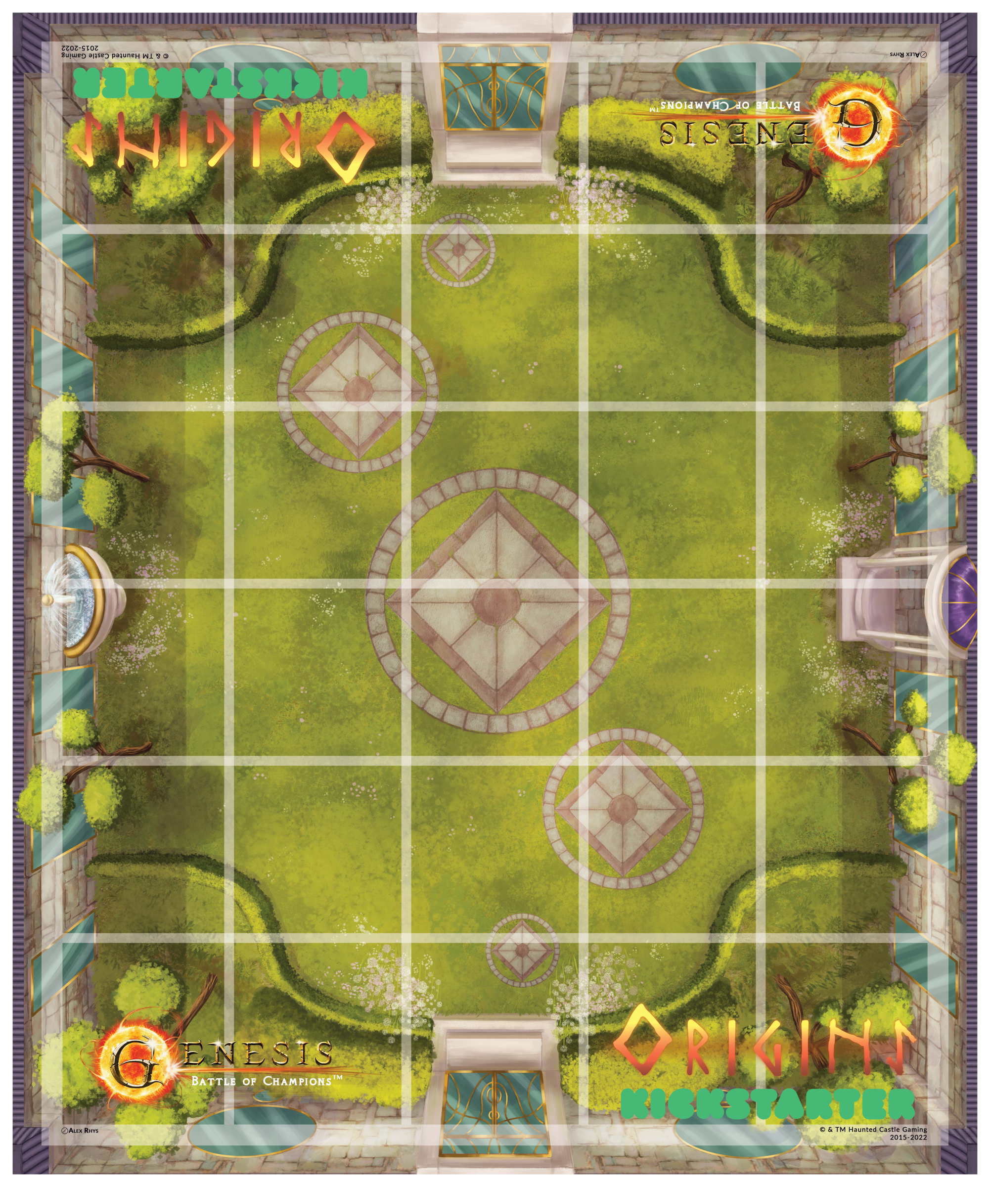 Playmat:  Origins Kickstarter edition mat (Genesis: Battle of Champions) | North of Exile Games