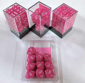 36 12mm pink w/white Opaque D6 Dice Set - CHX25844 | North of Exile Games
