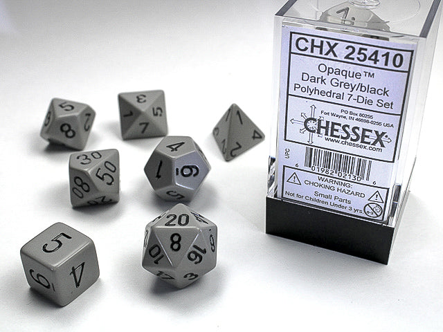 Opaque Grey / Black 7 Dice Set - CHX25410 | North of Exile Games