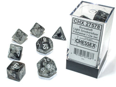 Luminary Light Smoke / Silver Glow in the Dark Polyhedral 7-Die Set - CHX27578 | North of Exile Games