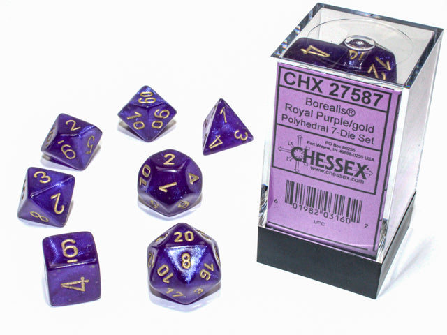 Borealis Royal Purple / Gold Polyhedral 7-Die Set - CHX27587 | North of Exile Games