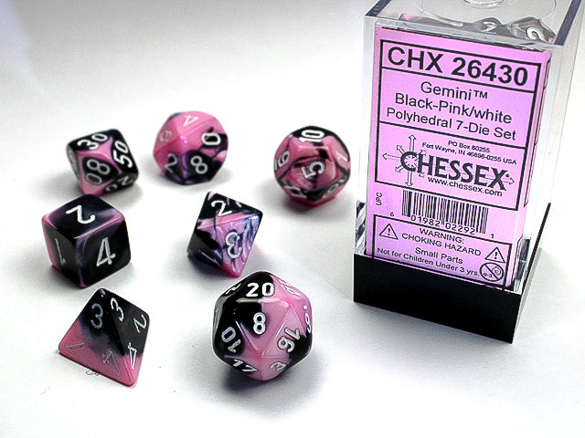 Gemini Black-Pink / White 7 Dice Set - CHX26430 | North of Exile Games