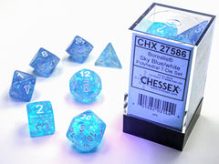 Chessex Boraelis Sky Blue/White Poly Dice Set - CHX27586 | North of Exile Games