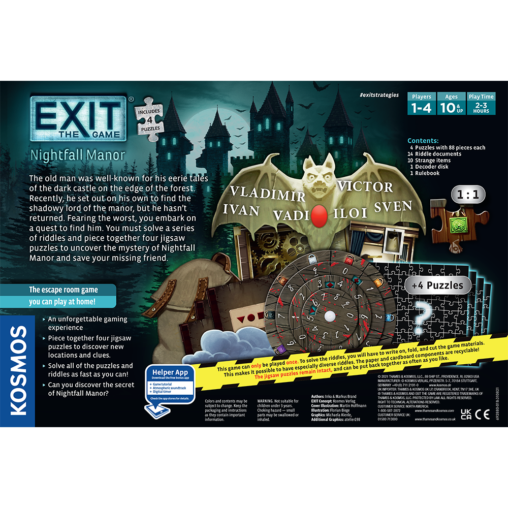 Exit: Nightfall Manor (with puzzles) | North of Exile Games